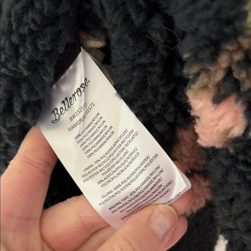 Bellerose Black Olive and Pink Floral Reversible Quilted Teddy Jacket - Picture 8 of 10